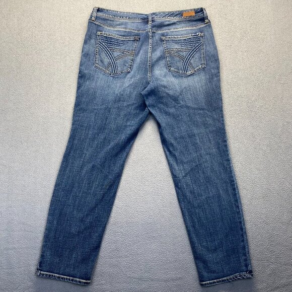 Seven 7 Womens Size 20 Dark Wash Stretch Embroidered Pockets Denim,Straight - Picture 2 of 16